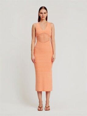 Torn by Ronny Kobo Cantaloupe Melanie Knit Midi Dress